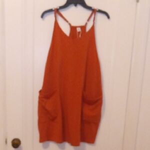 NWT Rust Orange Sleeveless Pocket Dress large